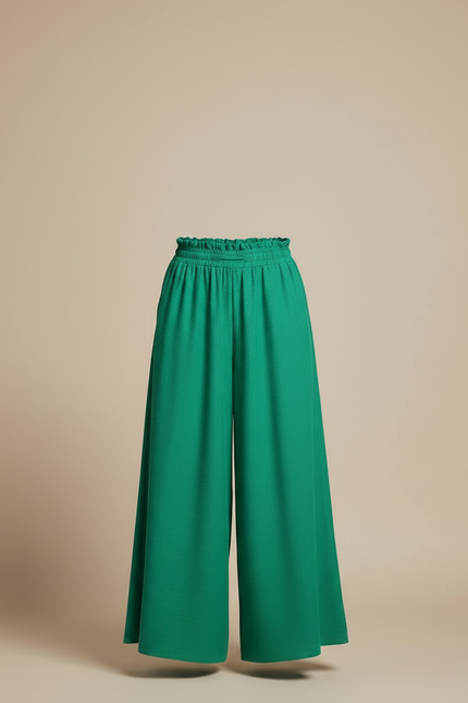 Pantalon Fluide Femme Ceinture Elastique - Vert Viscose - vue 3