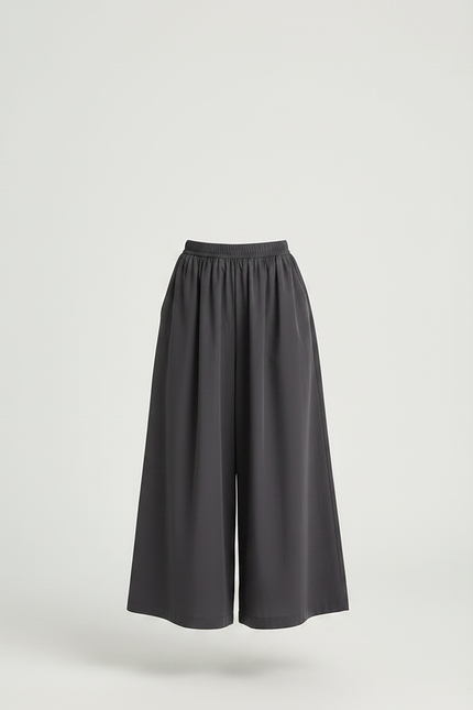 Pantalon Fluide Gris Ample Confortable Décontracté - Polyester - vue 3