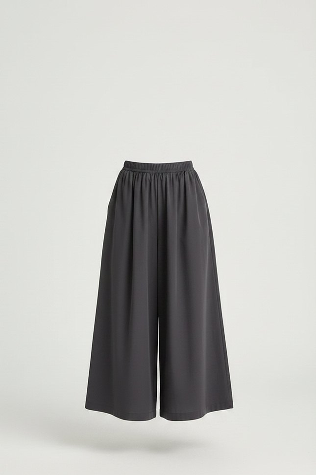 Pantalon Fluide Gris Ample Confortable Décontracté - Polyester - vue 3