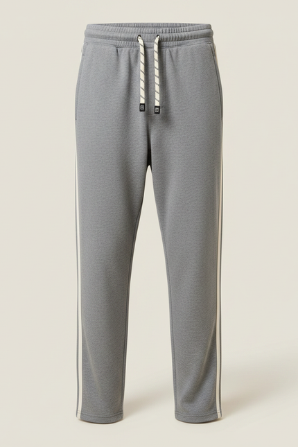 Pantalon Fluide Gris Coton Ample Sport Cordon - Molleton - vue 3