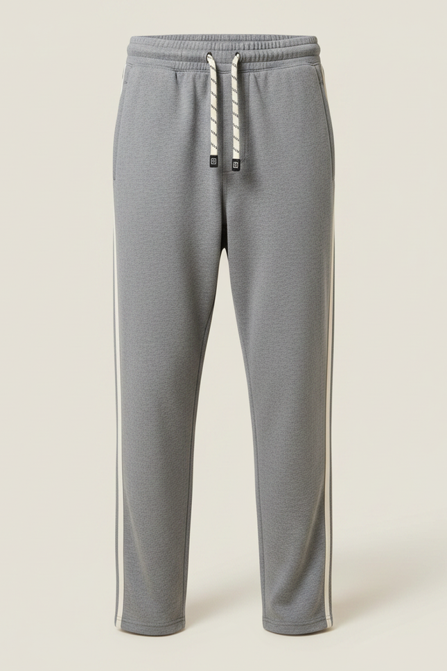 Pantalon Fluide Gris Coton Ample Sport Cordon - Molleton - vue 3