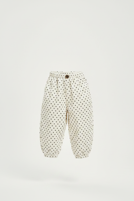 Pantalon Fluide Polka Dot Ample Écru Confortable - Beige Coton - vue 3