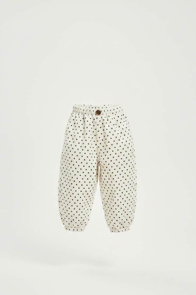 Pantalon Fluide Polka Dot Ample Écru Confortable - Beige Coton - vue 3