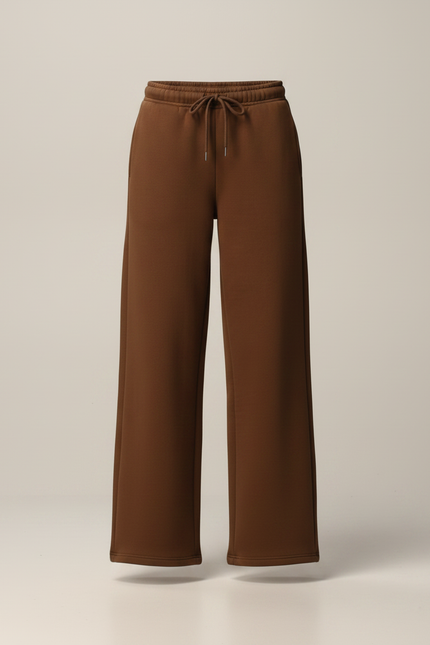 Pantalon Fluide Marron Ample Taille Haute Décontracté Femme - Molleton - vue 3