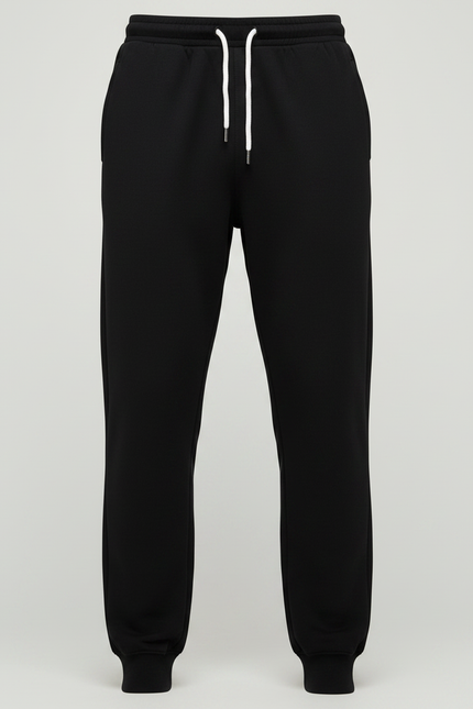 Pantalon Fluide Noir Ample Cordon Sport Casual Homme - Molleton - vue 3