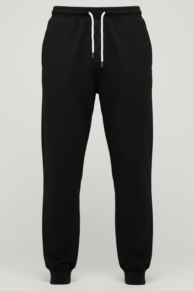 Pantalon Fluide Noir Ample Cordon Sport Casual Homme - Molleton - vue 3