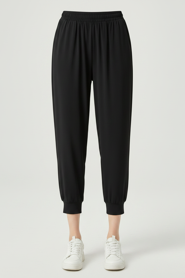 Pantalon Fluide Noir Ample Confortable Sportif Élastique - Viscose - vue 3