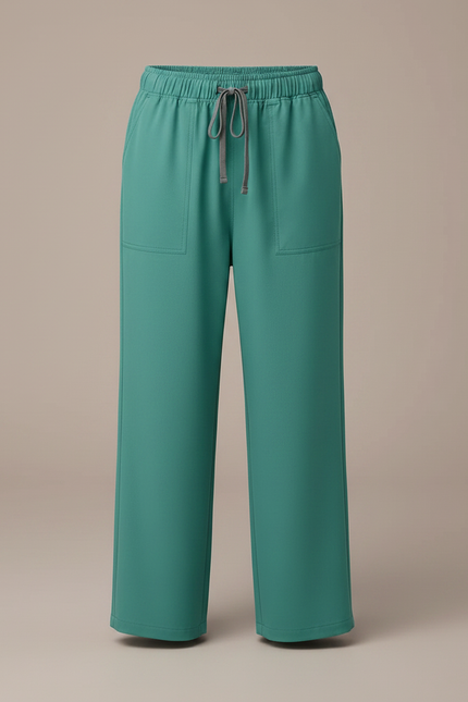 Pantalon Fluide Vert Ample Décontracté Confortable Cordon - Polyester - vue 3