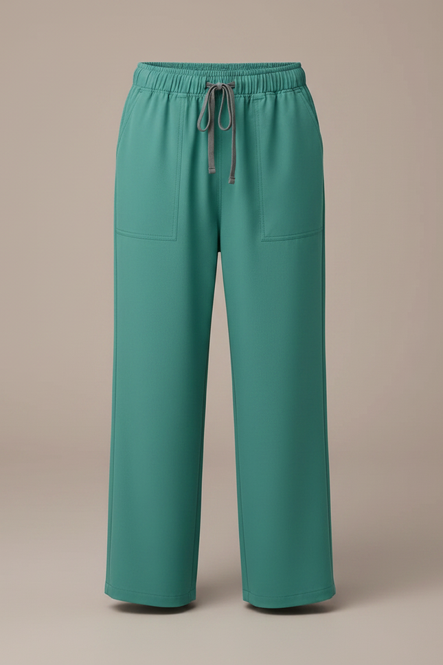 Pantalon Fluide Vert Ample Décontracté Confortable Cordon - Polyester - vue 3