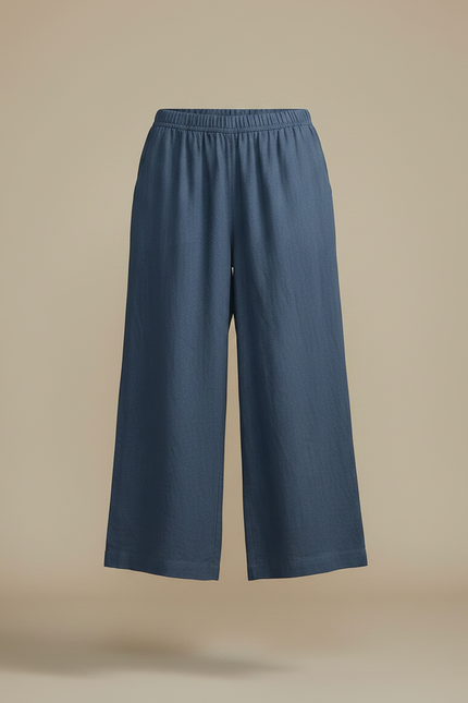 Pantalon Fluide Femme Éco-responsable - Bleu Lin - vue 3
