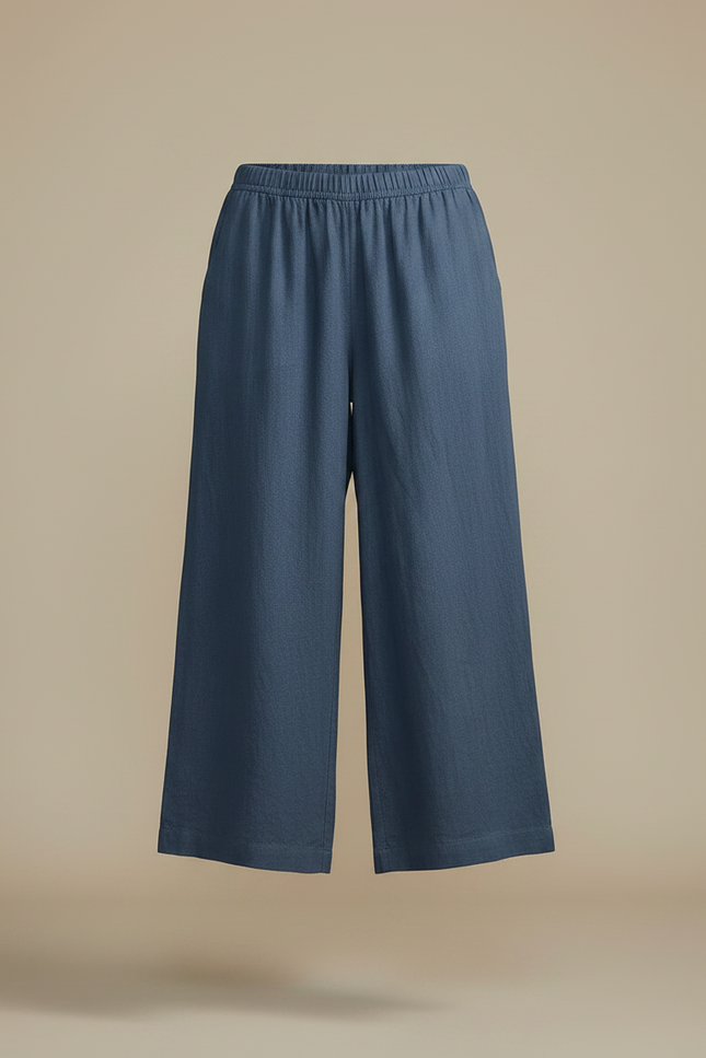 Pantalon Fluide Femme Éco-responsable - Bleu Lin - vue 3
