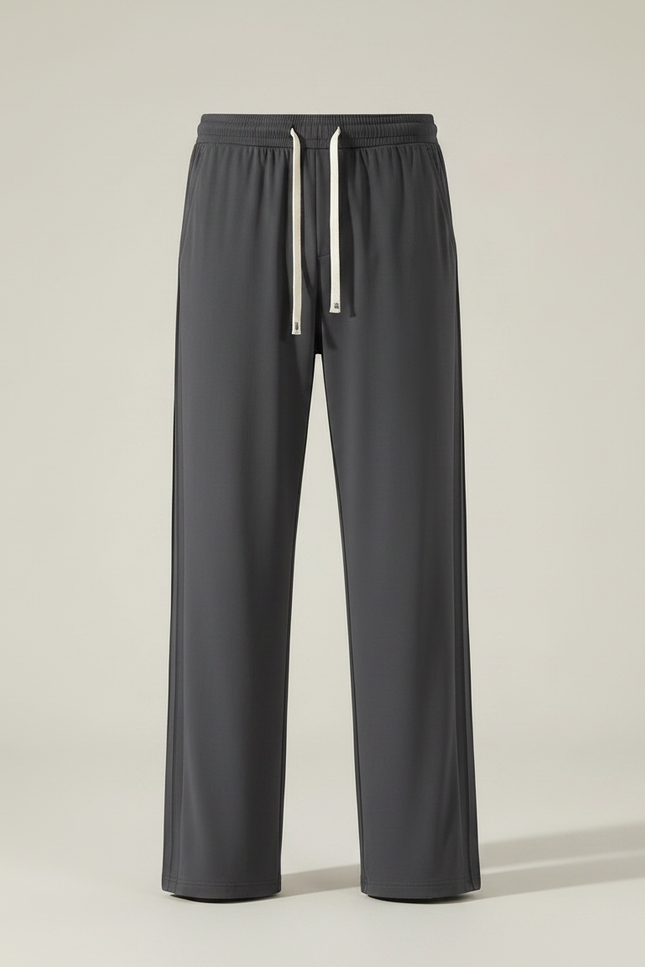 Pantalon Fluide Gris Coton Ample Cordon Homme - Polyester - vue 3