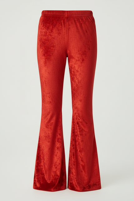 Pantalon Fluide Velours Rouge Évasé Enfant Confortable - vue 3