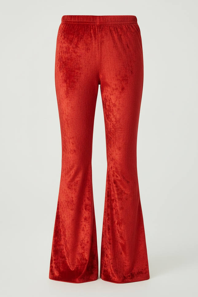 Pantalon Fluide Velours Rouge Évasé Enfant Confortable - vue 3