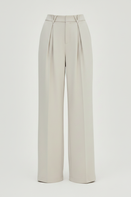 Pantalon Fluide Beige Large Taille Haute Décontracté - Viscose - vue 3