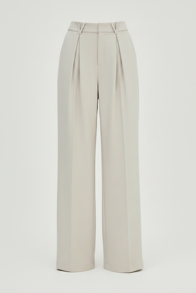 Pantalon Fluide Beige Large Taille Haute Décontracté - Viscose - vue 3