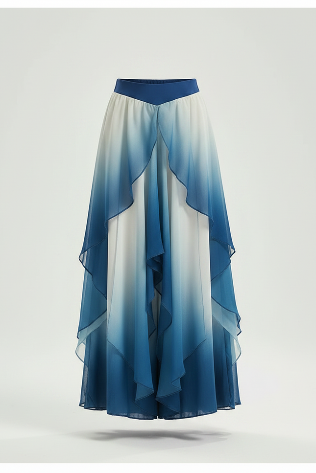 Pantalon Fluide Bleu Dégradé Gaze Ample Enfant - Polyester - vue 3