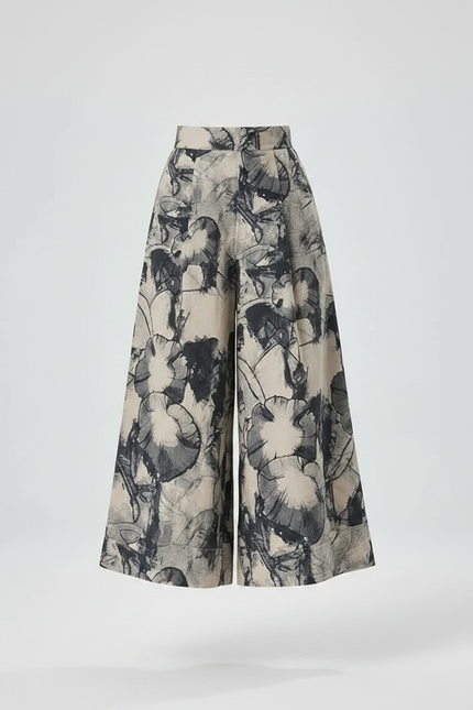 Pantalon Fluide Imprimé Floral Ample Taille Haute Confortable - Viscose - vue 3