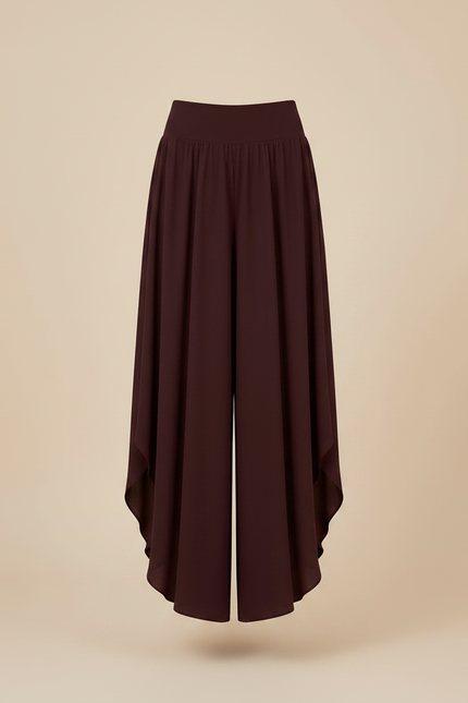 Pantalon Fluide Asymétrique Bordeaux Taille Haute Léger - Viscose - vue 3
