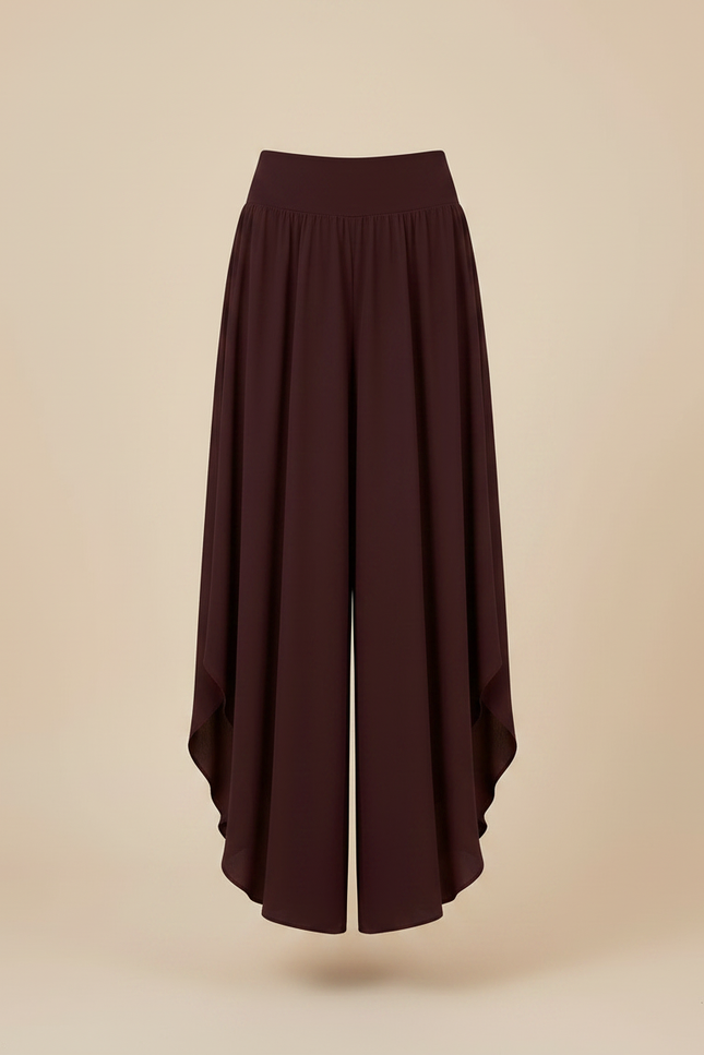 Pantalon Fluide Asymétrique Bordeaux Taille Haute Léger - Viscose - vue 3
