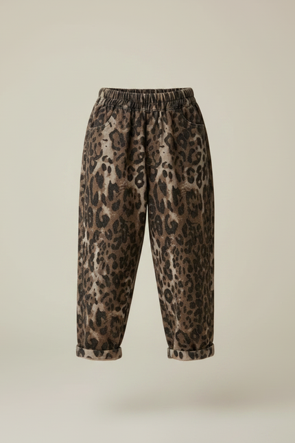 Pantalon Fluide Léopard Marron Ample Enfant Coton - Molleton - vue 3