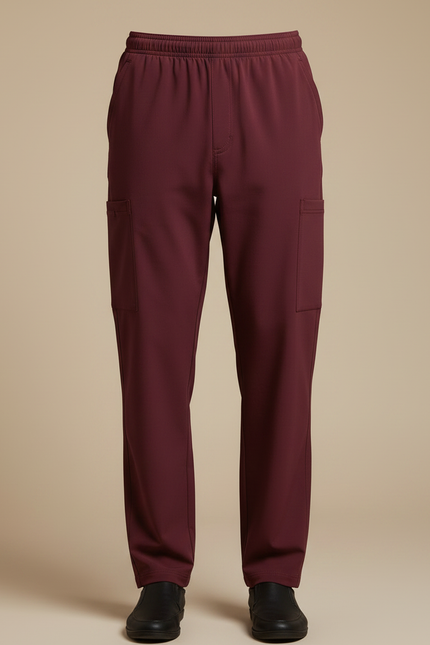 Pantalon Fluide Bordeaux Droit Cargo Confortable Homme - Polyester - vue 3