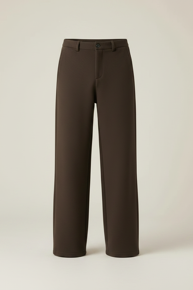 Pantalon Fluide Marron Ample Homme Décontracté Laine - vue 3