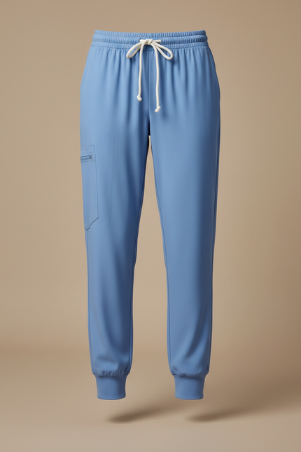 Pantalon Fluide Bleu Ciel Jogger Cordon Femme - Polyester - vue 3