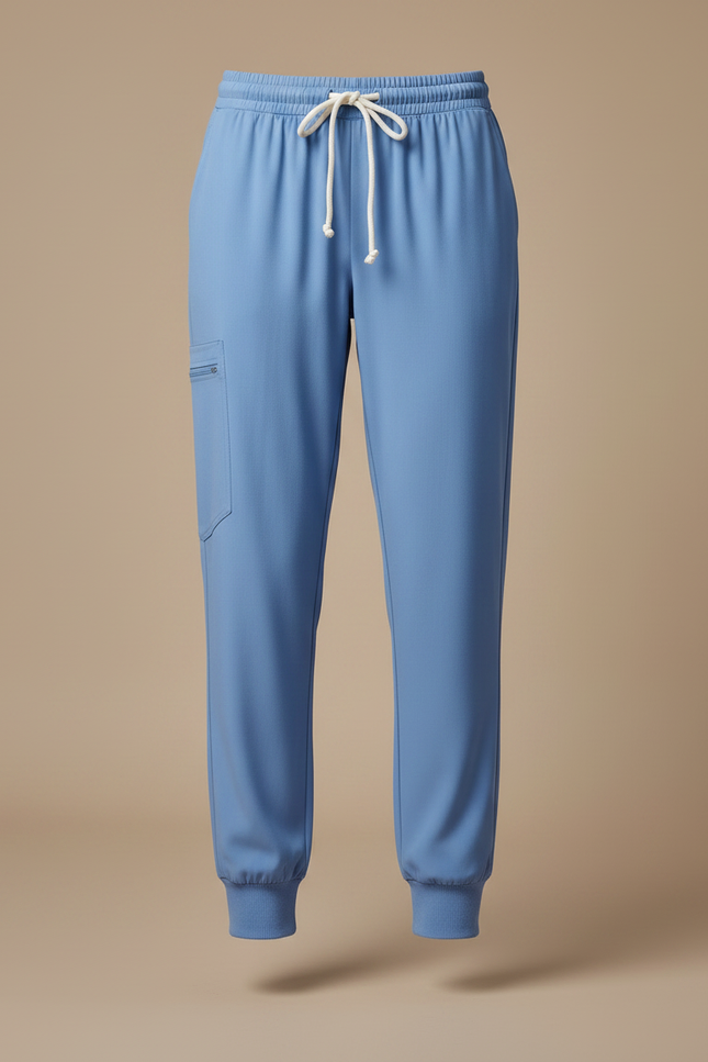 Pantalon Fluide Bleu Ciel Jogger Cordon Femme - Polyester - vue 3