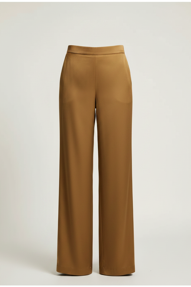 Pantalon Fluide Satin Beige - Doré - vue 3