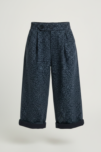 Pantalon Fluide Léopard Bleu Ample Décontracté Enfant - Marine Molleton - vue 3