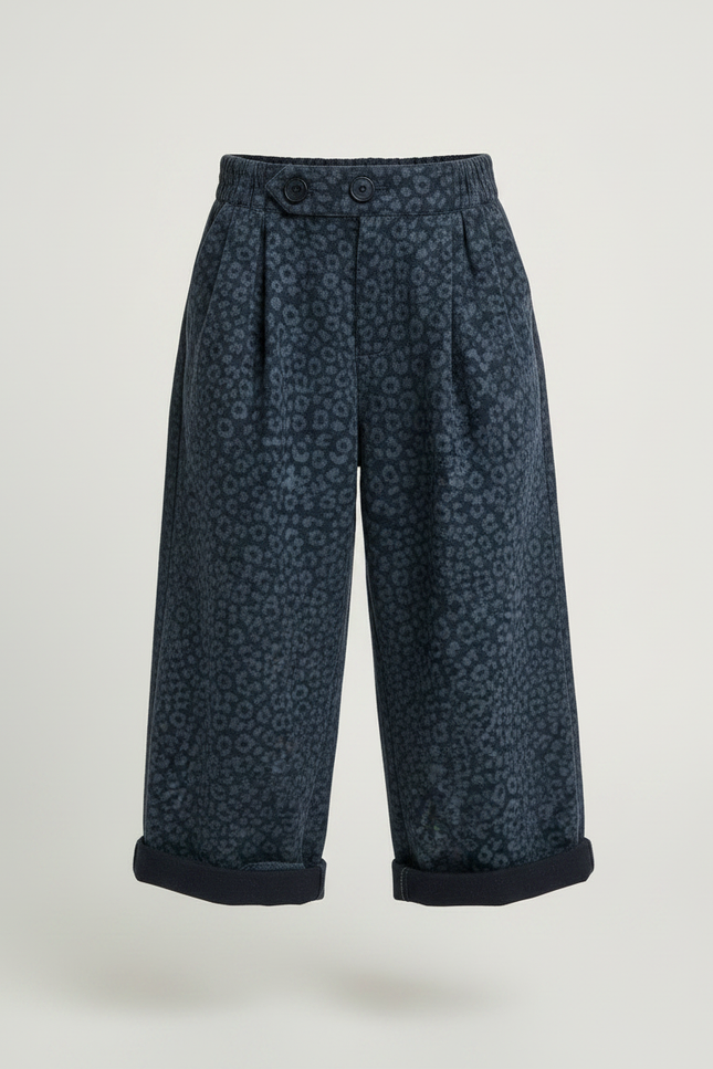 Pantalon Fluide Léopard Bleu Ample Décontracté Enfant - Marine Molleton - vue 3