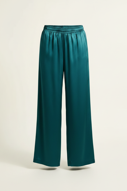 Pantalon Fluide Vert Émeraude Satiné Ample Fille - vue 3