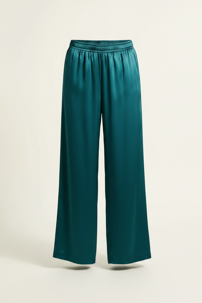 Pantalon Fluide Vert Émeraude Satiné Ample Fille - vue 3