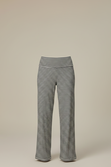 Pantalon Fluide Rayé Noir Blanc Ample Décontracté - Multicolore Maille - vue 3