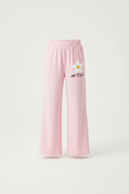 Pantalon Fluide Rose Fleur Ample Confortable Fille - Molleton - vue 3