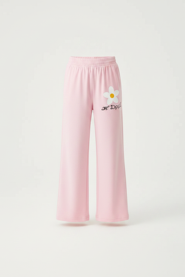 Pantalon Fluide Rose Fleur Ample Confortable Fille - Molleton - vue 3