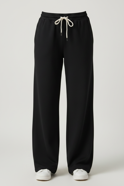 Pantalon Fluide Noir Ample Décontracté Large - Molleton - vue 3