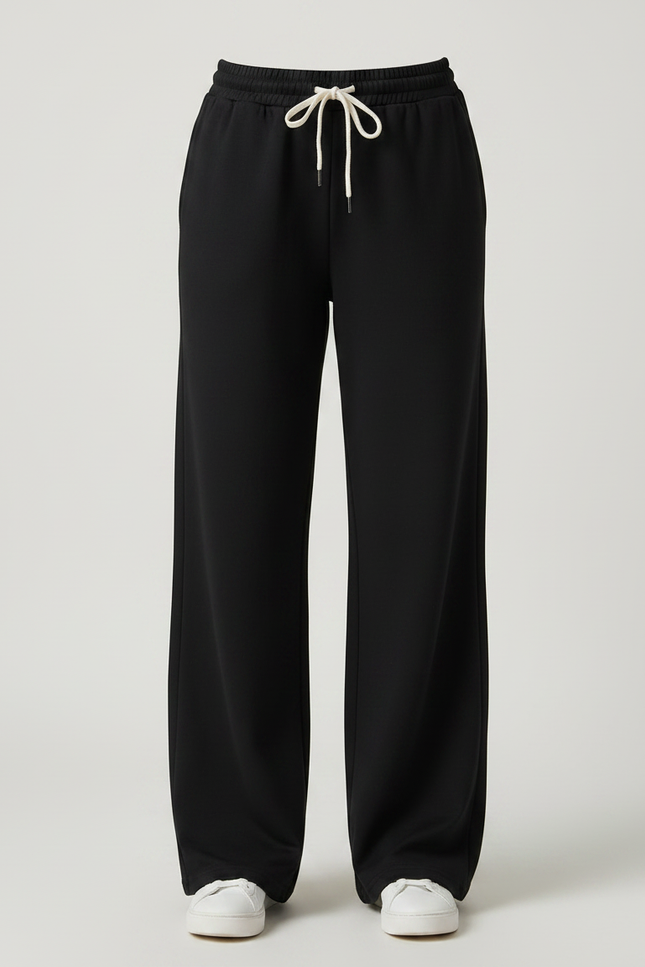 Pantalon Fluide Noir Ample Décontracté Large - Molleton - vue 3