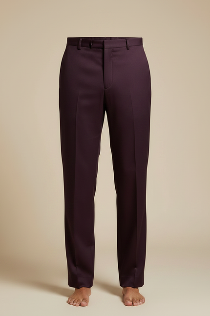 Pantalon Fluide Bordeaux Droit Élégant Décontracté Homme - Gabardine - vue 3