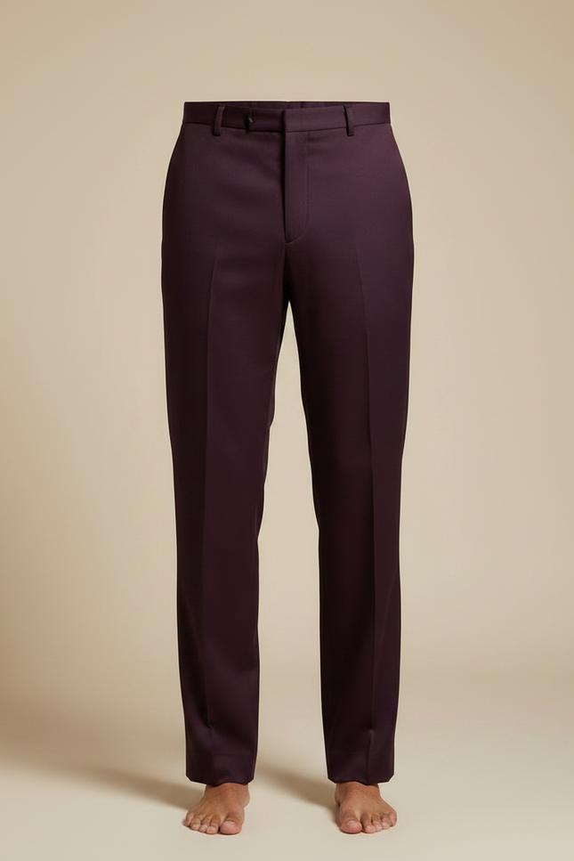 Pantalon Fluide Bordeaux Droit Élégant Décontracté Homme - Gabardine - vue 3