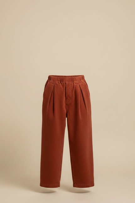 Pantalon Fluide Marron Côtelé Ample Décontracté Enfant - Cordé - vue 3