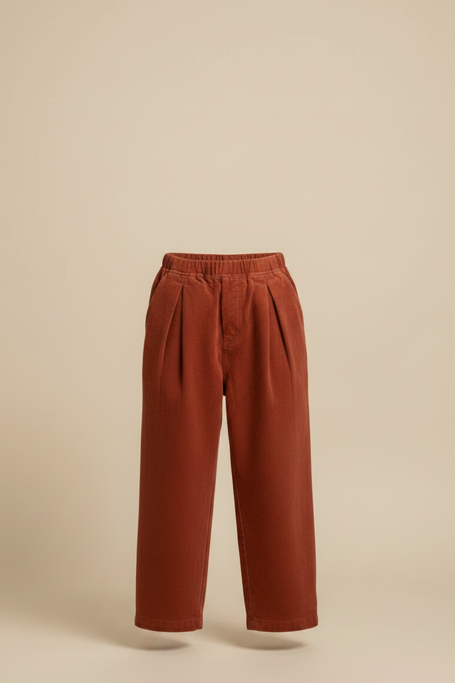 Pantalon Fluide Marron Côtelé Ample Décontracté Enfant - Cordé - vue 3