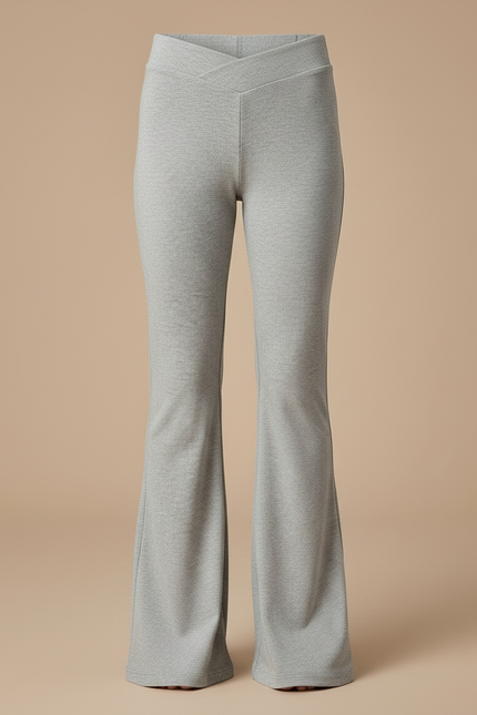 Pantalon Fluide Gris Évasé Côtelé Confortable Fille - Molleton - vue 2