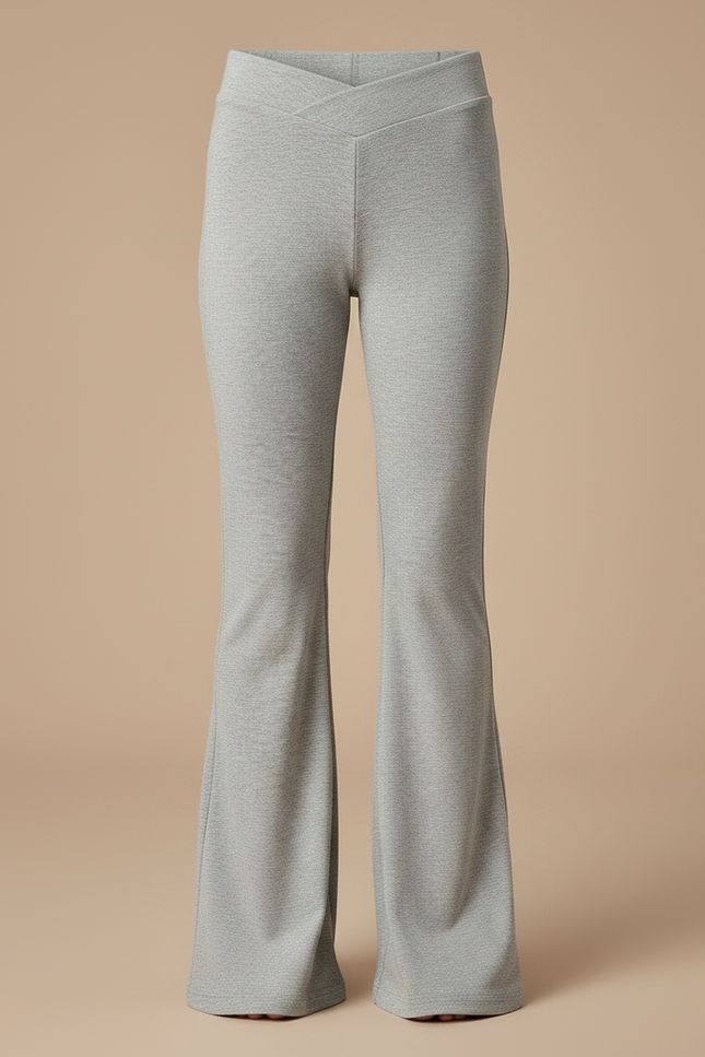 Pantalon Fluide Gris Évasé Côtelé Confortable Fille - Molleton - vue 2