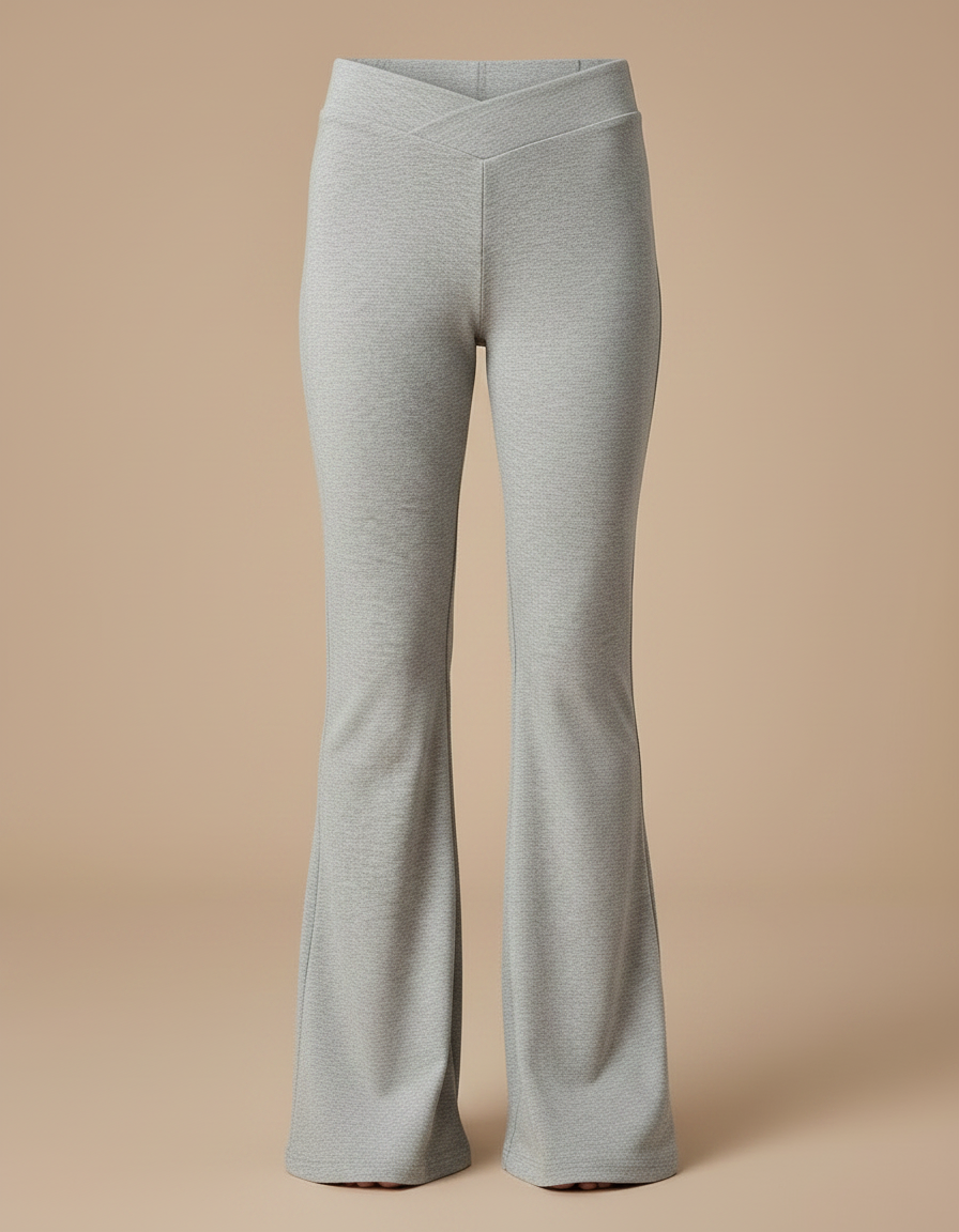 Pantalon Fluide Gris Évasé Côtelé Confortable Fille - Molleton - vue 2