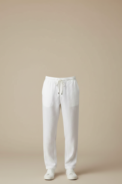 Pantalon Fluide Blanc Lin Ample Décontracté Léger Homme - vue 3