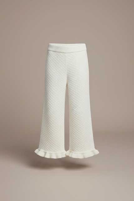 Pantalon Fluide Blanc Ample Tricoté Hiver Enfant - Maille - vue 3