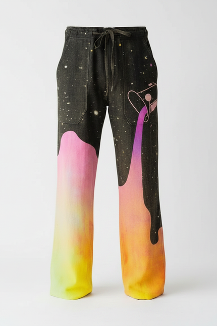 Pantalon Fluide Galaxie Dégradé Ample Homme - Multicolore Viscose - vue 3