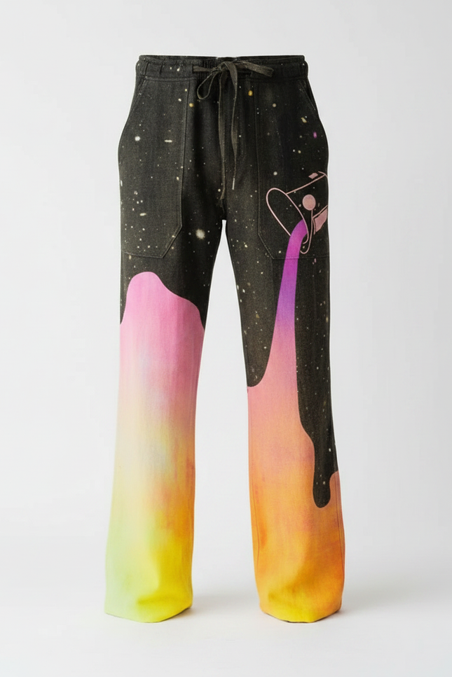 Pantalon Fluide Galaxie Dégradé Ample Homme - Multicolore Viscose - vue 3